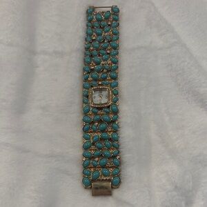 Adrienne Women's Watch with Turquoise and Gold Accents